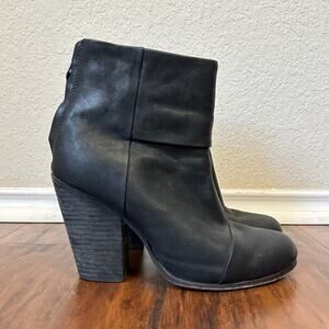 RAG & BONE Newbury Boots Black Leather Heeled Ankle Booties